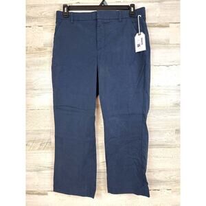 Ecru Womens 12 Navy Blue Mitchell Chino Pants Cotton Spandex Preppy Classics NEW